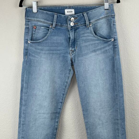 Hudson Blue Low Rise Denim Collin Light Washed Raw Hem Skinny Ankle Jeans 26 - Picture 4 of 14